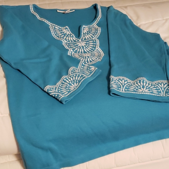 JM Collection Tops - Turquoise Tunic Blouse
